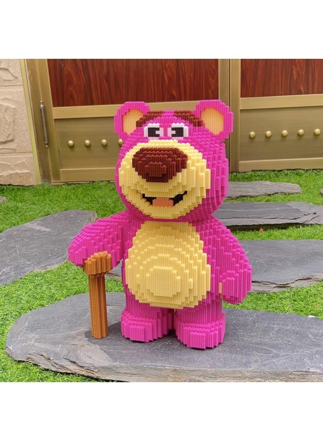 Strawberry Bear Small Particles Assembling Building Blocks Children's Educational Toys Adult Difficult Puzzle One-piece Delivery Wholesale-Color:Extra Large 30cm Backpack Strawberry Bear + Free Building Block Hammer - Image 5