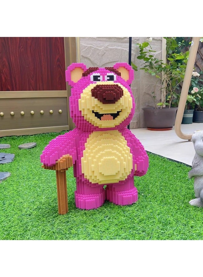 Strawberry Bear Small Particles Assembling Building Blocks Children's Educational Toys Adult Difficult Puzzle One-piece Delivery Wholesale-Color:Extra Large 30cm Backpack Strawberry Bear + Free Building Block Hammer - Image 4