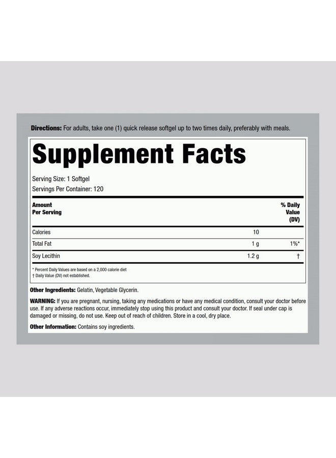 Lindberg Lecithin 1200mg Supplement | for Men & Women | 120 Softgel Capsules | Phospholipid Complex | Non-GMO, Gluten Free - Image 2
