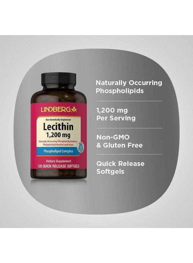 Lindberg Lecithin 1200mg Supplement | for Men & Women | 120 Softgel Capsules | Phospholipid Complex | Non-GMO, Gluten Free - Image 4