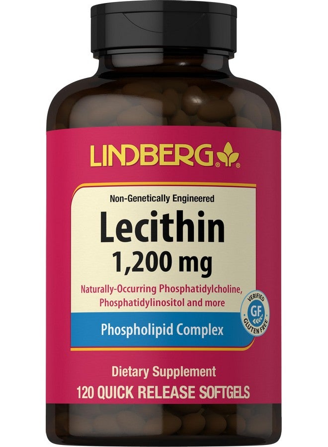 Lindberg Lecithin 1200mg Supplement | for Men & Women | 120 Softgel Capsules | Phospholipid Complex | Non-GMO, Gluten Free - Image 1