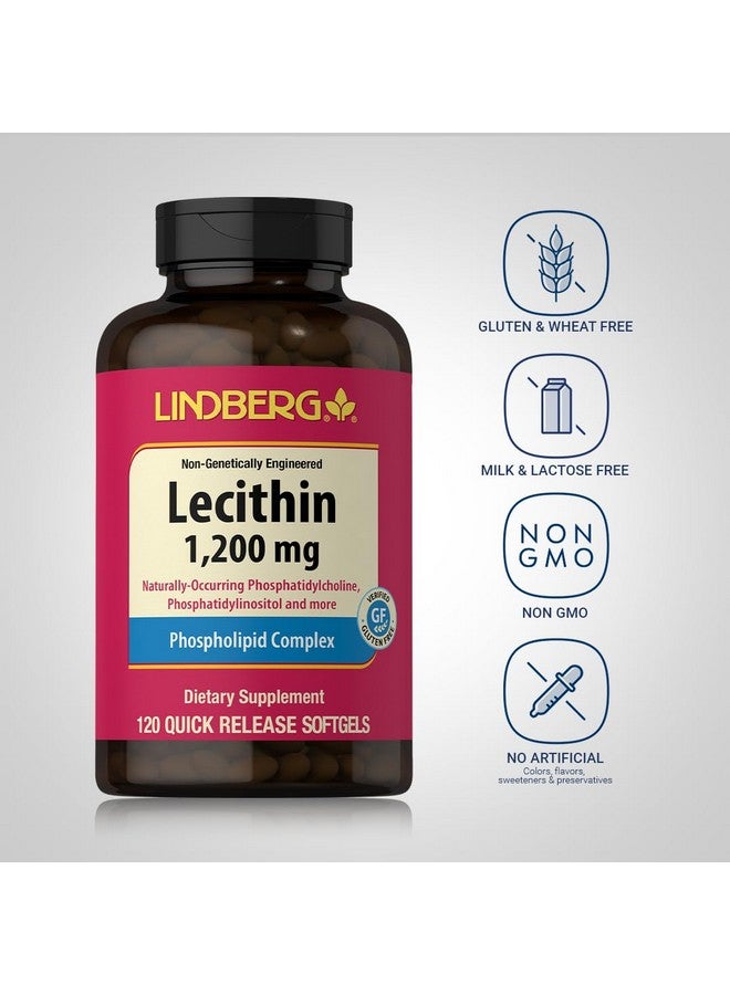 Lindberg Lecithin 1200mg Supplement | for Men & Women | 120 Softgel Capsules | Phospholipid Complex | Non-GMO, Gluten Free - Image 3