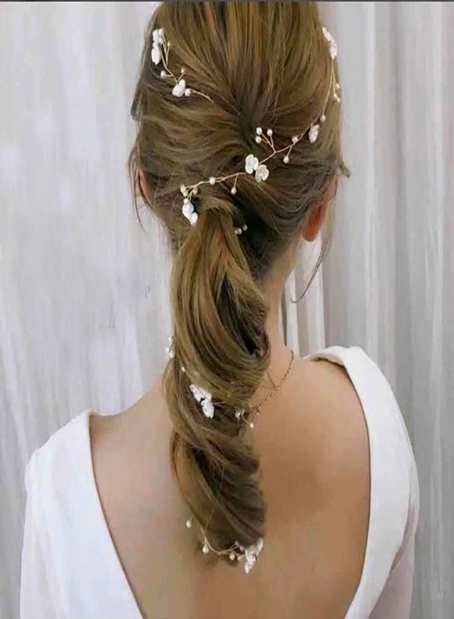 YERTTER Floral Wedding Bridal Crystal Handmade Headbands for Wedding Party Beads Hair Vine Bridal Hair Accessories for Women and Bride (Silver) - Image 2