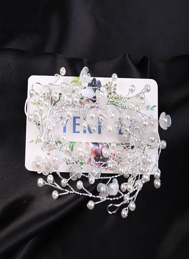 YERTTER Floral Wedding Bridal Crystal Handmade Headbands for Wedding Party Beads Hair Vine Bridal Hair Accessories for Women and Bride (Silver) - Image 5