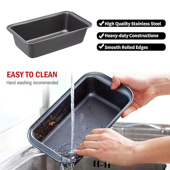 Botash قالب كعكة مستطيل بوتاش غير لاصق من الصفيح مع طلاء تفلون، صينية خبز من الصلب الكربوني، صينية كعكة خبز، يمكن استخدامها في الميكروويف، أدوات صنع الكعك، 1 قطعة، متعددة الألوان - Image 4