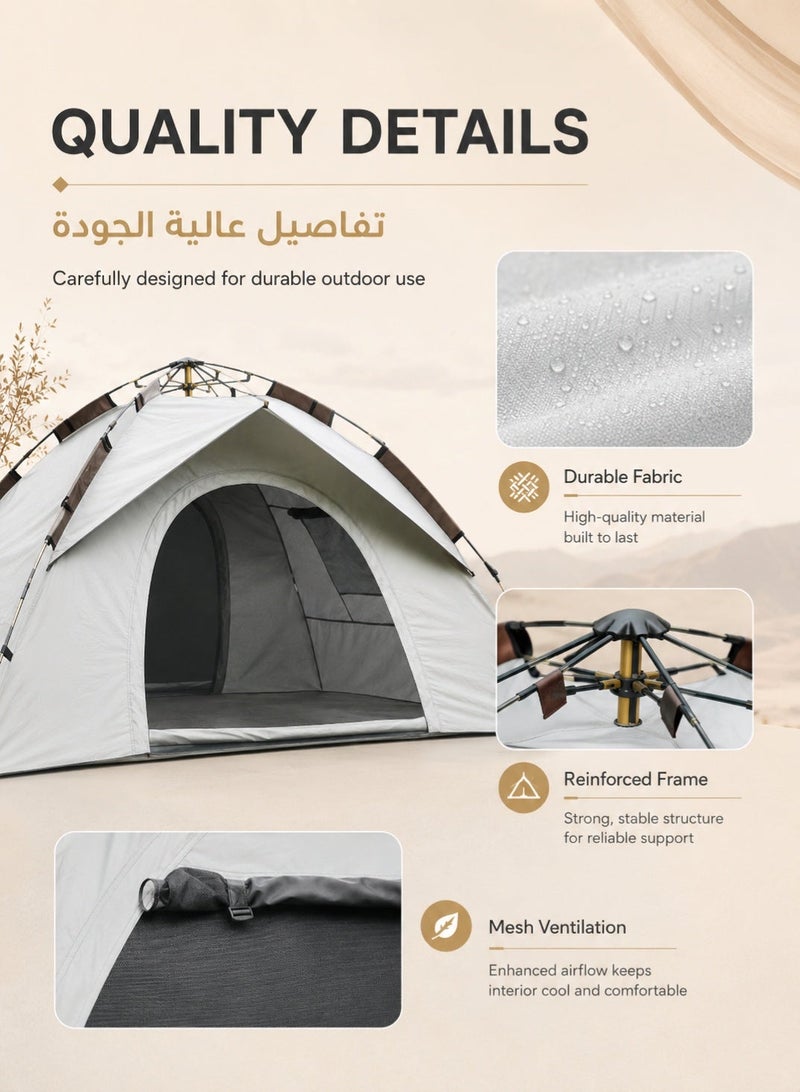 TaqwaMart 2-3 Person Automatic Quick Open Camping Tent, Portable Windproof Pop Up Tent for Beach, Hiking, Travel and Outdoor Use - Image 5