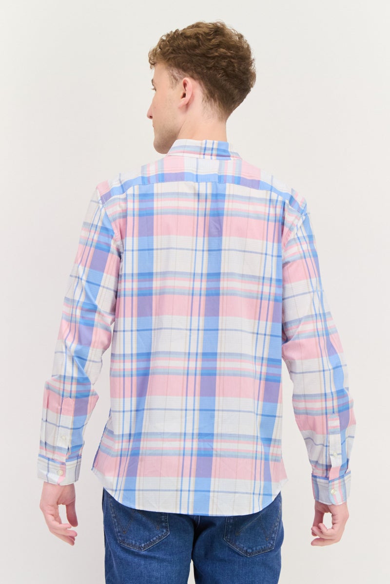 GAP Men Regular Fit Checkered Long Sleeves Casual Shirt, White - Image 3