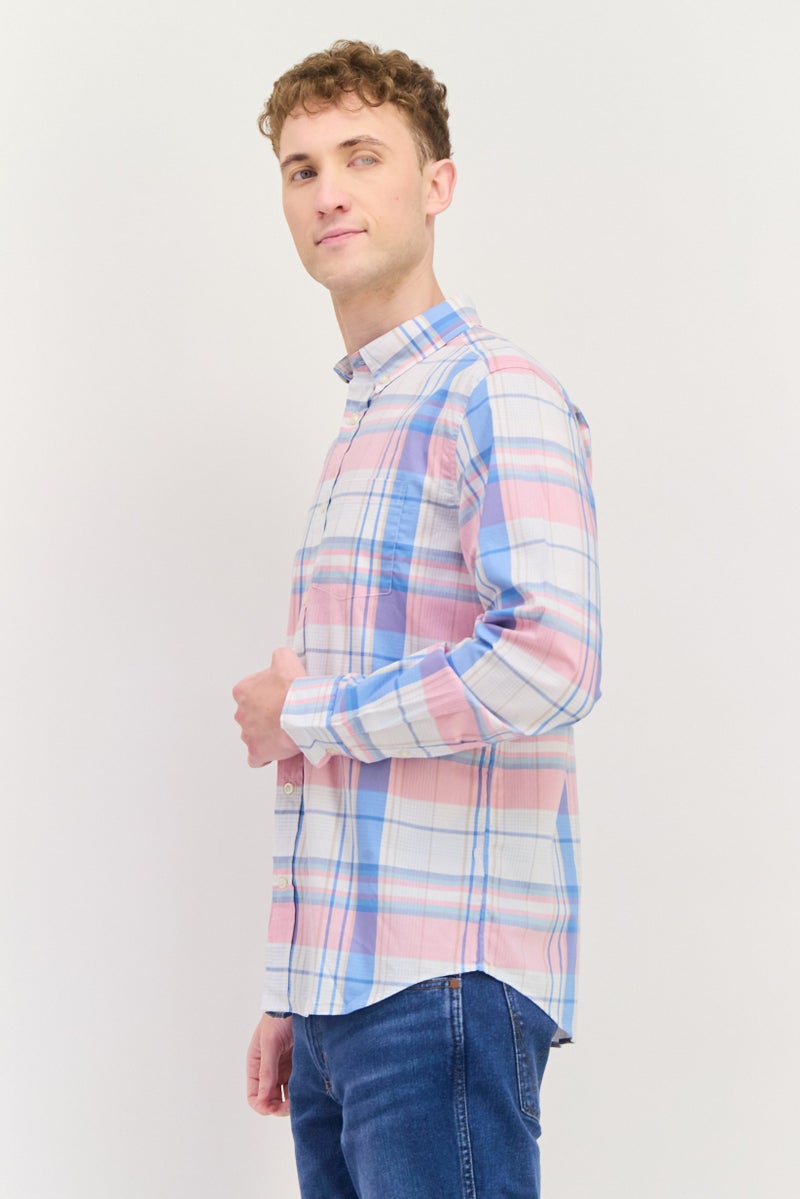 GAP Men Regular Fit Checkered Long Sleeves Casual Shirt, White - Image 2