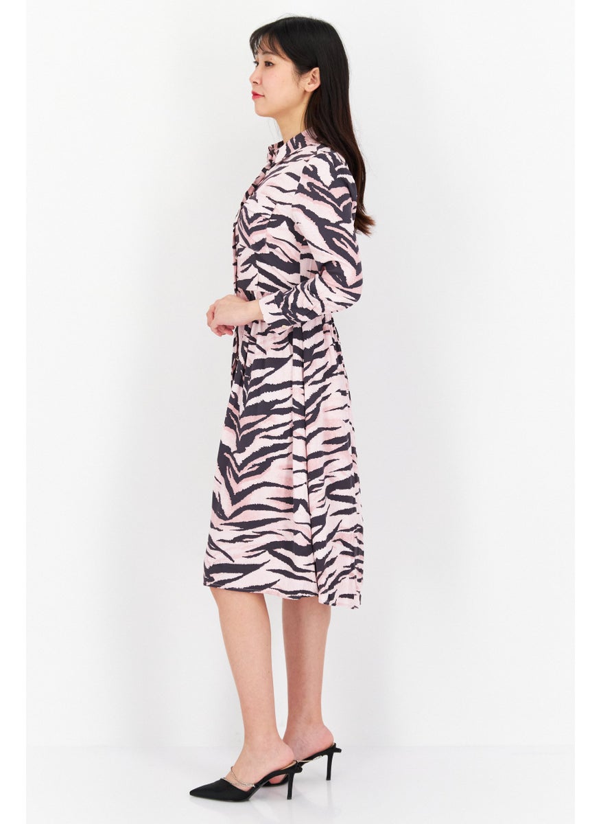 Mohito Women Allover Print Shirt Dress, Pink Combo  - Image 4