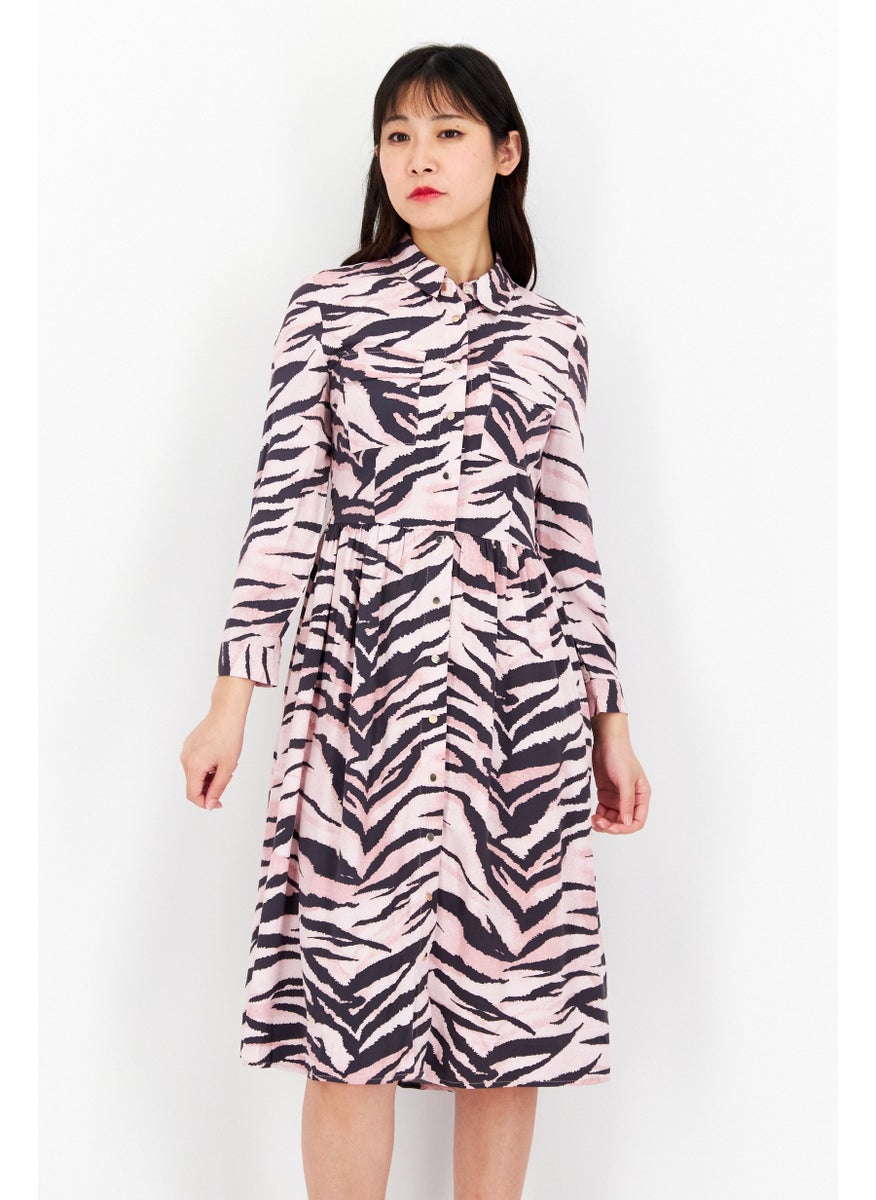 Mohito Women Allover Print Shirt Dress, Pink Combo  - Image 2