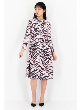 Mohito Women Allover Print Shirt Dress, Pink Combo  - Image 1