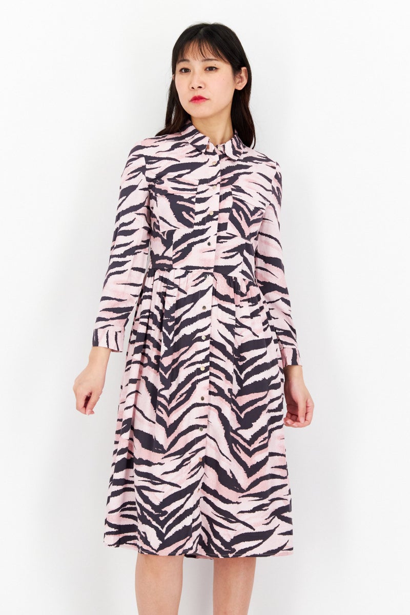 Mohito Women Allover Print Shirt Dress, Pink Combo - Image 2
