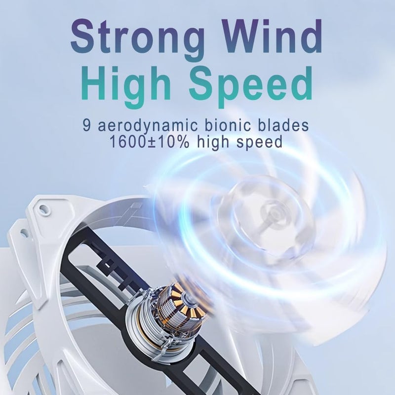Excefore Fan for PS5 Slim Cooling with Side Heat Dissipation, Automatic Temperature Control, RGB LED Lighting, 3 Speed Adjustable Fan, Dual USB 2.0 Hub, Silent Overheat Prevention Accessory - Image 2