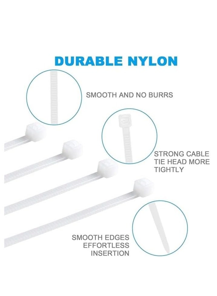 Nylon Cable Ties White 100 Pieces Pack Durable Self-Locking Design Wire Ties Indoor Outdoor Use Zip Ties (4.8x300mm) - Image 3