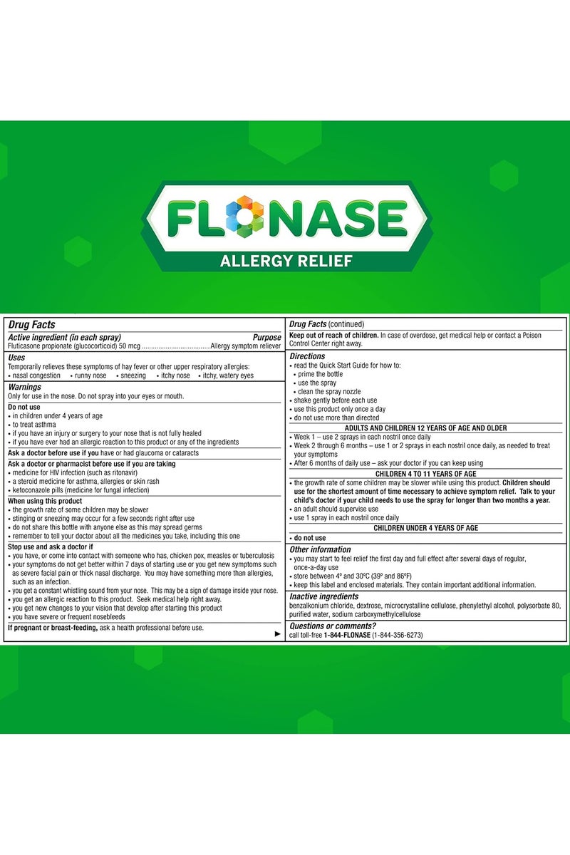 FLONASE Nasal spray for allergy relief 0.34 Fl oz (9.9 ml) - Image 3