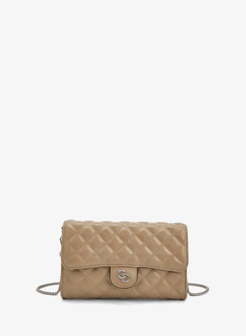 Quilted Crossbody Bag With Chain Strap