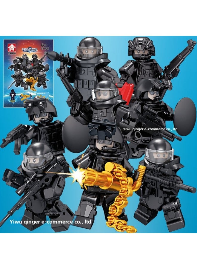 Special Police Men Building Blocks Blind Bag Toy Fighters Assault Troop Doll Plastic Small Particles Assembled Cross-Border Special Forces 