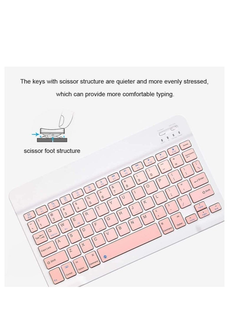 ELTRAZONE Rechargeable Bluetooth Keyboard and Mouse Combo Ultra-Slim Portable Compact Wireless Mouse Keyboard Set for Android Windows Tablet Cell Phone iPhone iPad Pro Air Mini, iPad OS/iOS 13 and Above (Pink) - Image 2