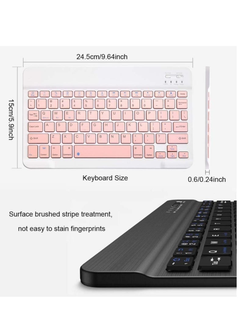 ELTRAZONE Rechargeable Bluetooth Keyboard and Mouse Combo Ultra-Slim Portable Compact Wireless Mouse Keyboard Set for Android Windows Tablet Cell Phone iPhone iPad Pro Air Mini, iPad OS/iOS 13 and Above (Pink) - Image 3
