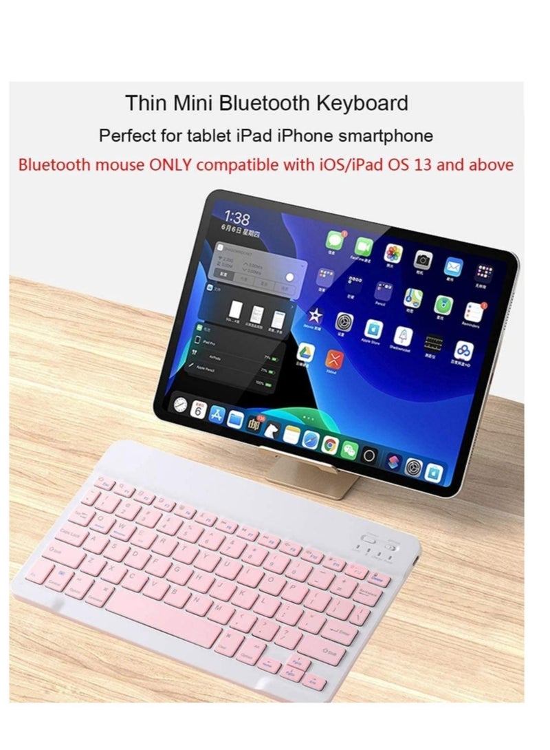 ELTRAZONE Rechargeable Bluetooth Keyboard and Mouse Combo Ultra-Slim Portable Compact Wireless Mouse Keyboard Set for Android Windows Tablet Cell Phone iPhone iPad Pro Air Mini, iPad OS/iOS 13 and Above (Pink) - Image 5