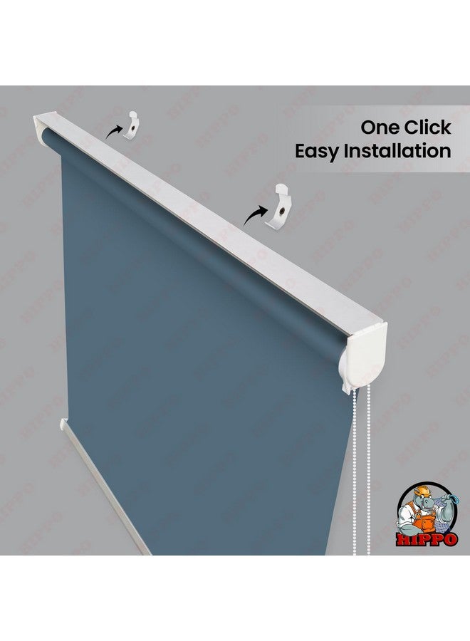 HIPPO Blackout Roller Blinds for Windows with One Click Headrail for Easy Installation Roll Up Down Blind for Home & Office (Blue-Grey, 3FTX7FT) - Image 2