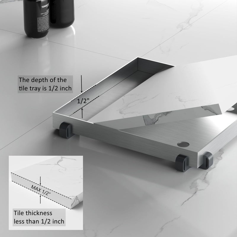 Supvox® Square Shower Drain, Modern Stainless Steel Invisible Tile-in Bathroom Floor Drain Strainer for 75-110mm Pipes, Durable Rust-Resistant, Efficient Water Drainage, Easy Installation, 12x12cm - Image 5