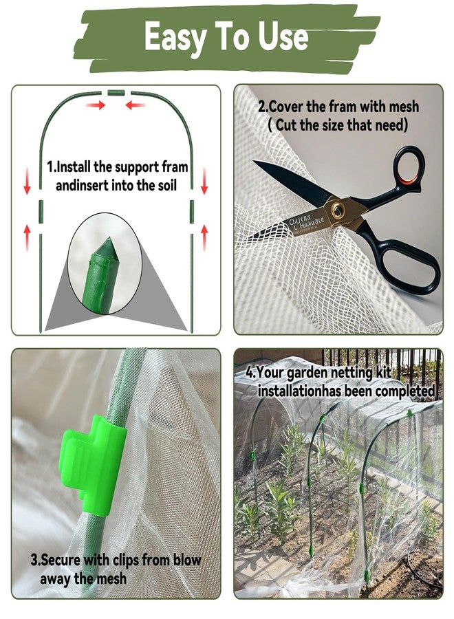 YATHO Garden Mesh Netting Kit for Raised Beds, 8 * 26FT Ultra Fine Plant Netting Covers with 6 Pcs Wide Garden Hoops & 12 Clips, Row Cover Net Protect Greenhouse Fruit Vegetable Flowers from Birds Bugs - Image 4