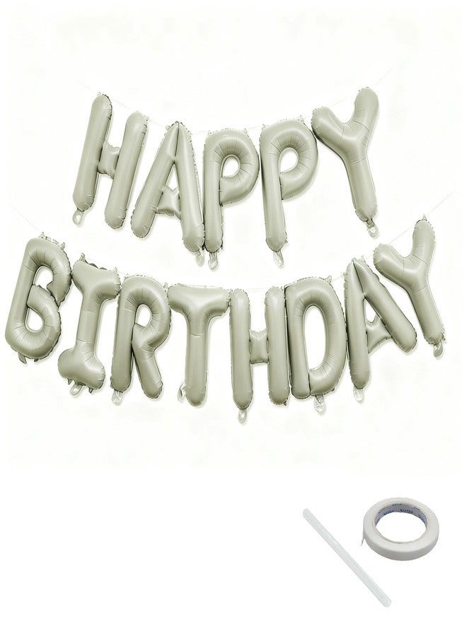 K.E.J. Beige Happy Birthday Balloon Banner 16 Inch - Foil Happy Birthday Letters Balloons Neutral Decor for Men Women Birthday Party Decorations, Reusable Birthday Sign Supplies - Image 1