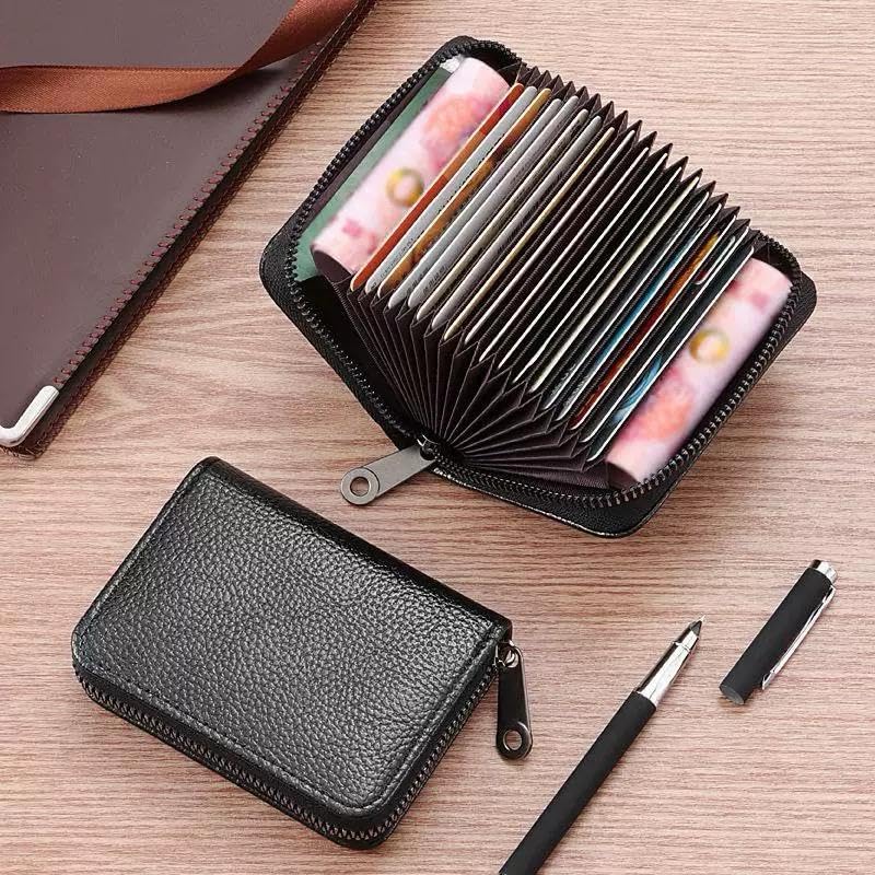 Slim RFID Blocking Credit Card Wallet with Multiple Card Slots and Cash Pocket, Minimalist Faux Leather Design, Black - Image 2
