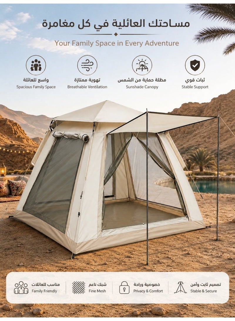 WAMIT Camping Tent 3-4 Person Waterproof Outdoor Tent, Large Family Camping Tent Lightweight Easy Setup Windproof Breathable Mesh Hiking , Gray, 210×210×135cm for Camping Hiking Travel - Image 1