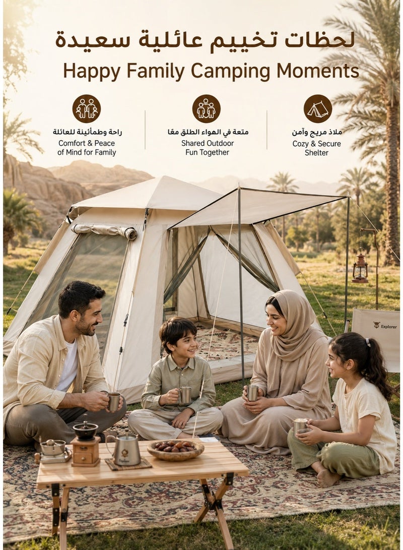 WAMIT Camping Tent 3-4 Person Waterproof Outdoor Tent, Large Family Camping Tent Lightweight Easy Setup Windproof Breathable Mesh Hiking , Gray, 210×210×135cm for Camping Hiking Travel - Image 4