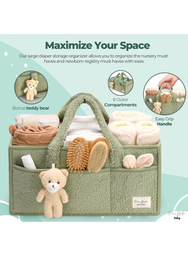 TNTAIAHL Baby Diaper Caddy Organizer for Changing Table, Baby Storage Basket for Diapers and Baby Wipes, Gift for Baby Shower, Car Caddy Organizer - Image 3