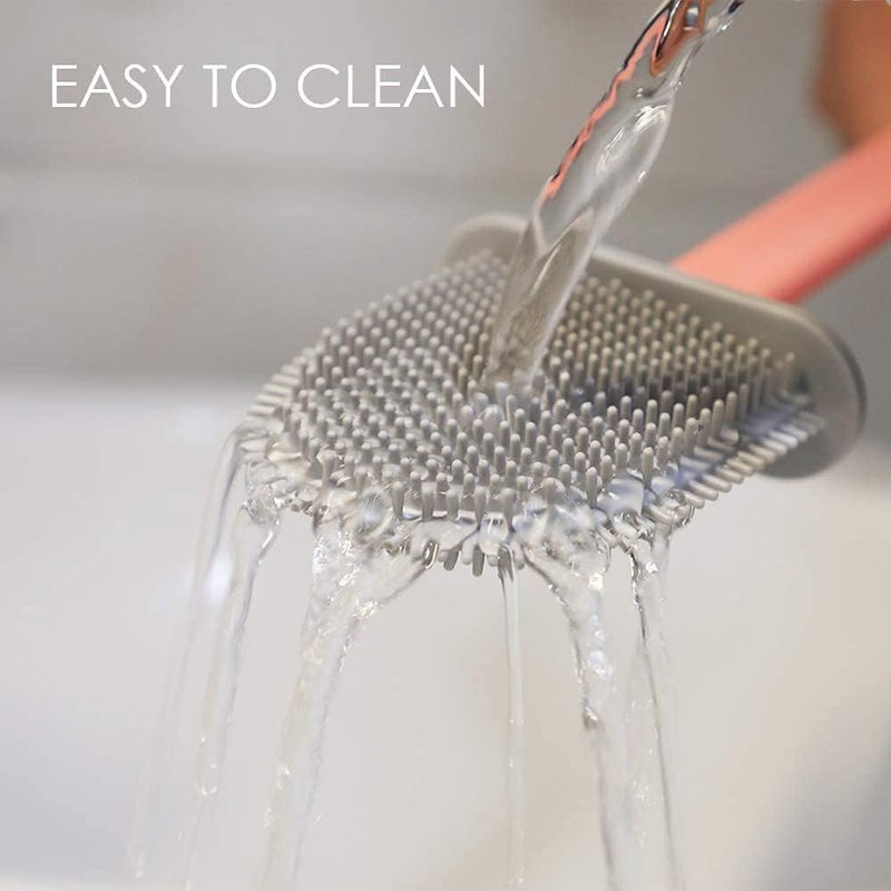 Zapsol Toilet Brush in Silicone Material with Hard Plastic Holder Comes with Slim Flex Brush Anti-drip Set, No-Slip Long Handle Soft Silicone Bristles (Multicolor) (Pack of_1+1) - Image 5