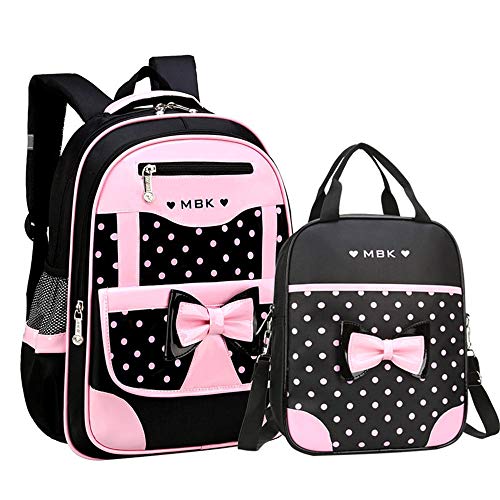 VIDOSCLA School Bags for Girls,2Pcs Bowknot Students Backpack,Elementary Princess Bookbag Sets for School - Image 1