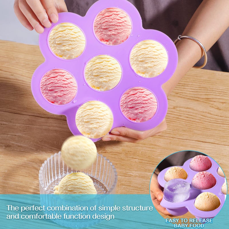 Potchen 4 Pcs Silicone Baby Food Freezer Tray with Lid Stackable Reusable 2.5oz Silicone Baby Food Freezer Molds Storage Tray for Homemade Egg Bite Vegetable Fruit Purees Breastmilk(Colorful) - Image 5