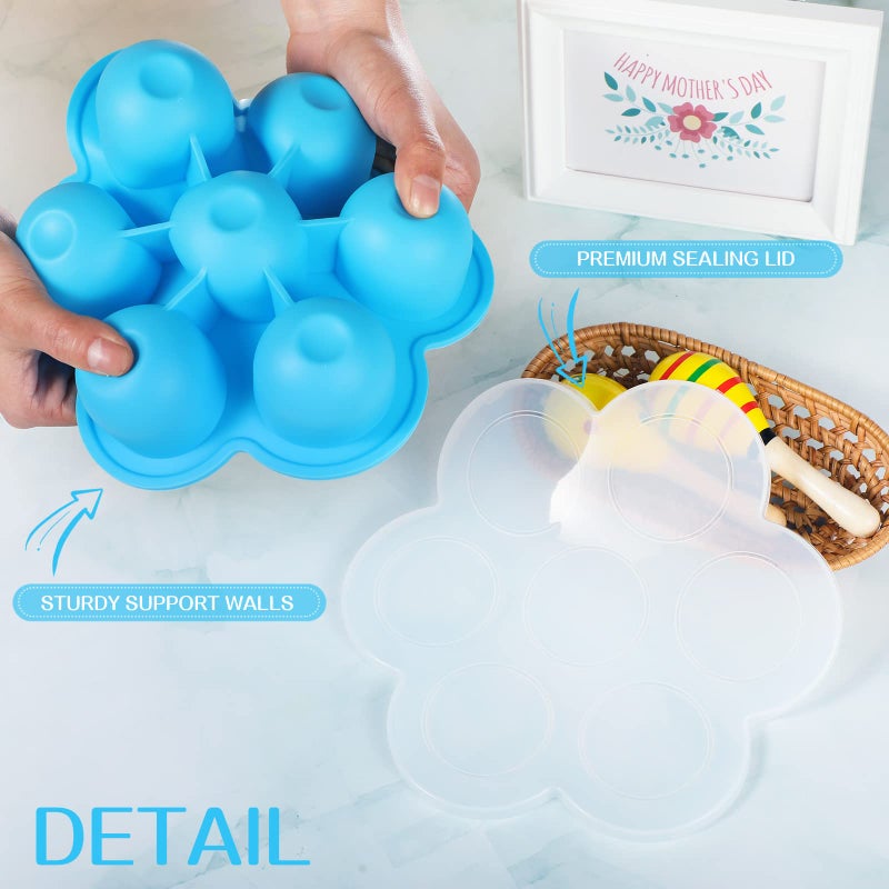 Potchen 4 Pcs Silicone Baby Food Freezer Tray with Lid Stackable Reusable 2.5oz Silicone Baby Food Freezer Molds Storage Tray for Homemade Egg Bite Vegetable Fruit Purees Breastmilk(Colorful) - Image 4