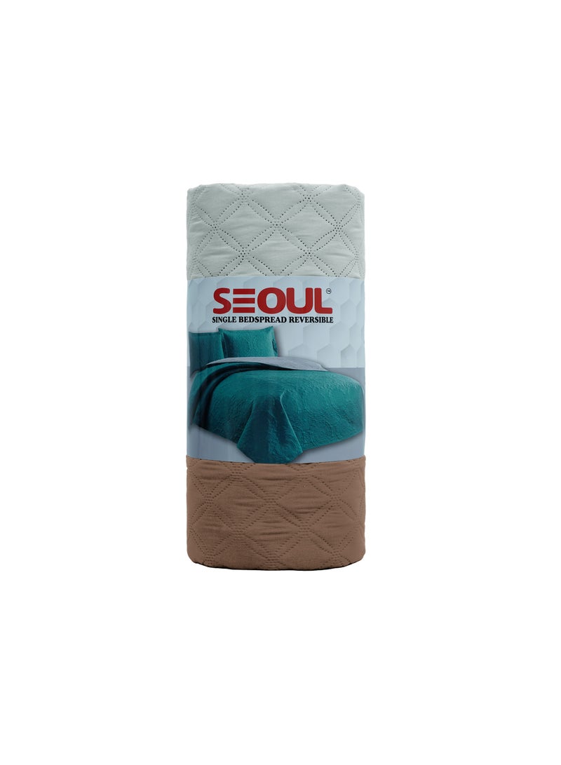 Cotton Quilted Double Bed Spread Ultra Soft And Lightweight Modern Bed Cover For Bedroom L 220 X W 200 Cm Brown - Image 1