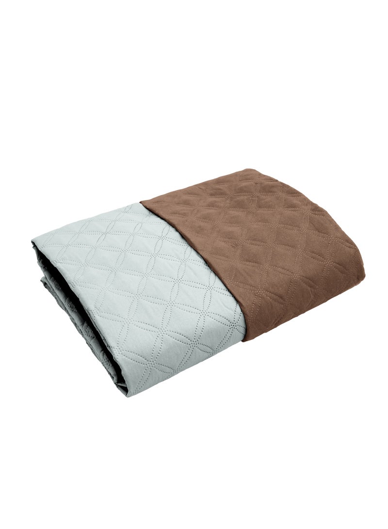 Cotton Quilted Double Bed Spread Ultra Soft And Lightweight Modern Bed Cover For Bedroom L 220 X W 200 Cm Brown - Image 2