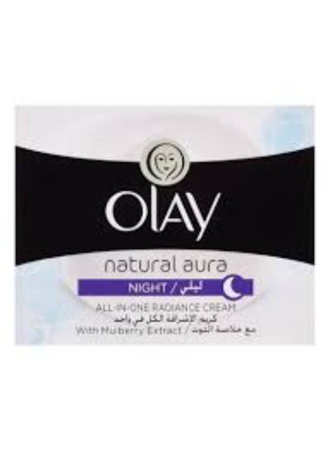 Olay Natural Aura Night All-In-One Radiance Cream with Mulberry Extract - 50g
