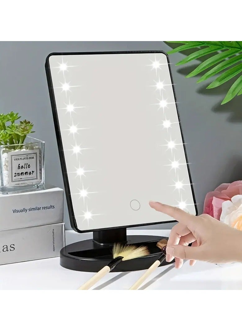 ORiTi 1 PC 16 LED USB Battery Dual Use Makeup Mirror Light Desktop Mirror Surface Rotatable Makeup Mirror Light 3-Speed Touch Screen Vanity Mirror  - Image 1