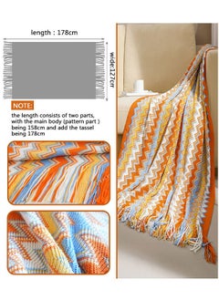 وهاواي Knitted Tassel Blankets, Super Soft Cozy Lightweight Decorative Throw Blankets for Couch , Bed, Sofa, Outdoor Throw Blanket All Seasons 127x178CM（Orange color）  - Image 2