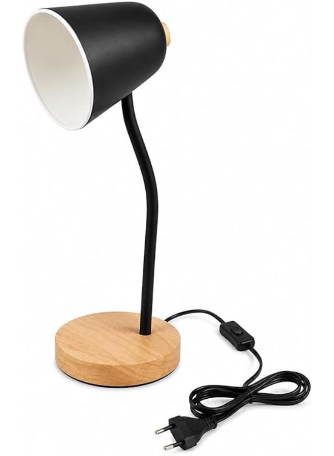 Modern LED desk lamp in black with a wooden base - a reading and study lamp with comfortable eye lighting and a luxurious, elegant design. - Image 1