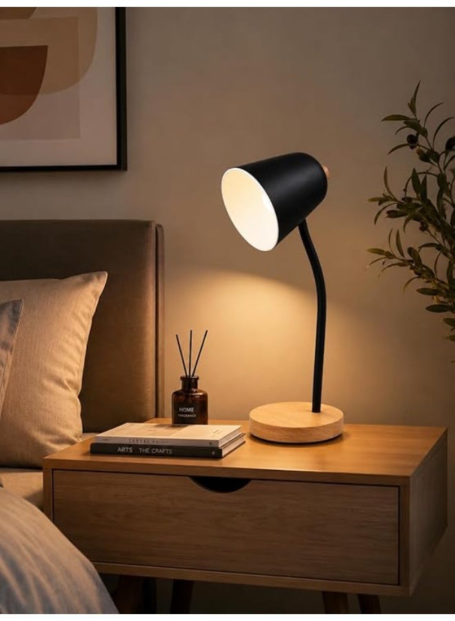Modern LED desk lamp in black with a wooden base - a reading and study lamp with comfortable eye lighting and a luxurious, elegant design. - Image 4