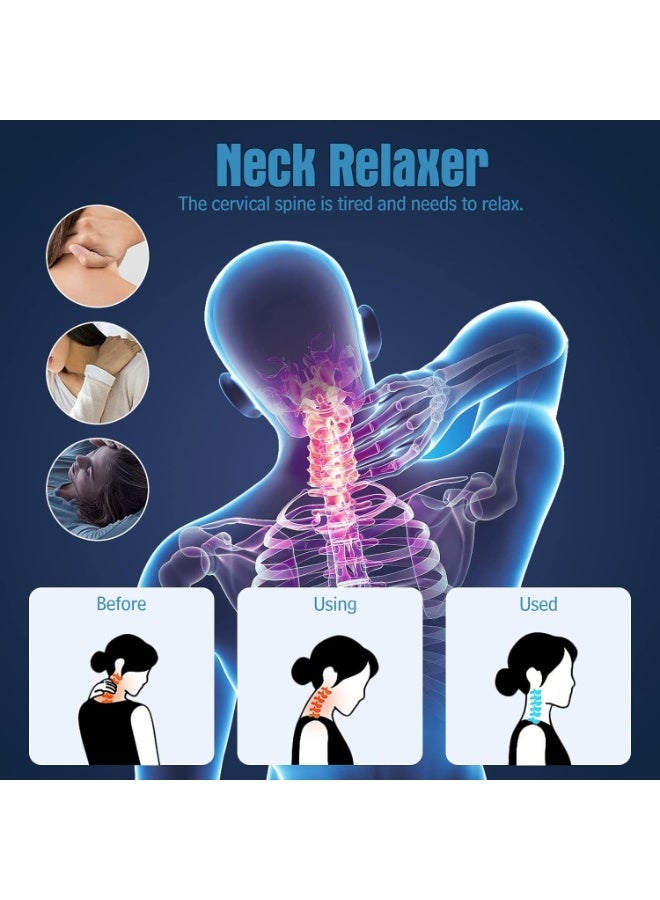 جهاز شدّ الرقبة المريح - مرخي للعضلات ومصحح للعمود الفقري لتخفيف آلام الرقبة، وعلاج مفصل الفك الصدغي، وتخفيف توتر الكتف، سهل الاستخدام في المنزل، تصميم خفيف الوزن (أزرق) - Image 4