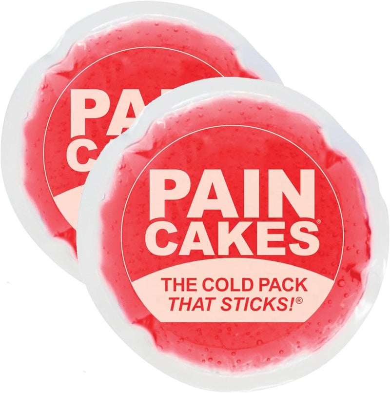 PAINCAKES باين كيكز عصي قابلة لإعادة الاستخدام لجسم دائري حزمة باردة 2 عدد 5 عصا حمراء كبيرة قابلة للصق للعلاج البارد المستهدف مثالية للإصابات والمناطق الصغيرة ضغط بارد خالي من اللاتكس - Image 1