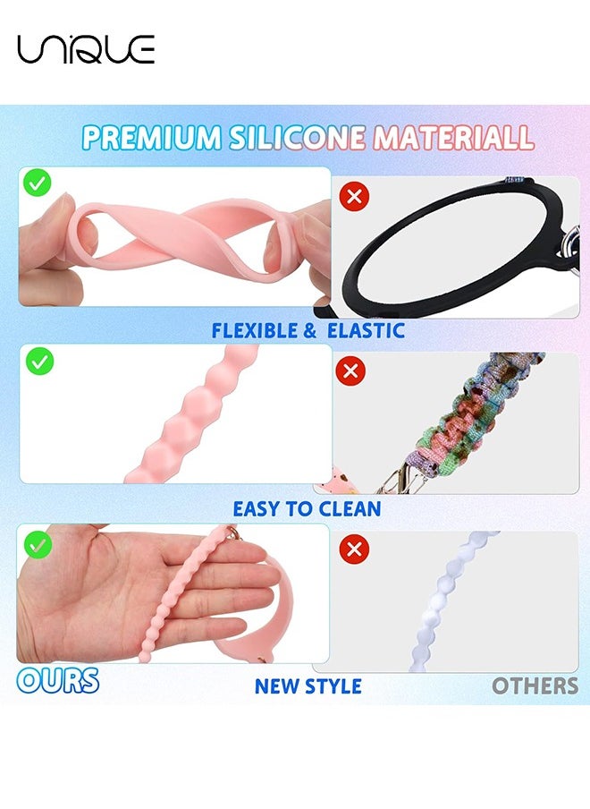 Unique - 2PCS Water Bottle Handle Strap,Silicone Water Bottle Sling Compatible with Stanley Water Cup Accessories Water Bottle Holder with Strap Fits Most 8-40oz Water Bottles(Pink and Blue) - Image 1