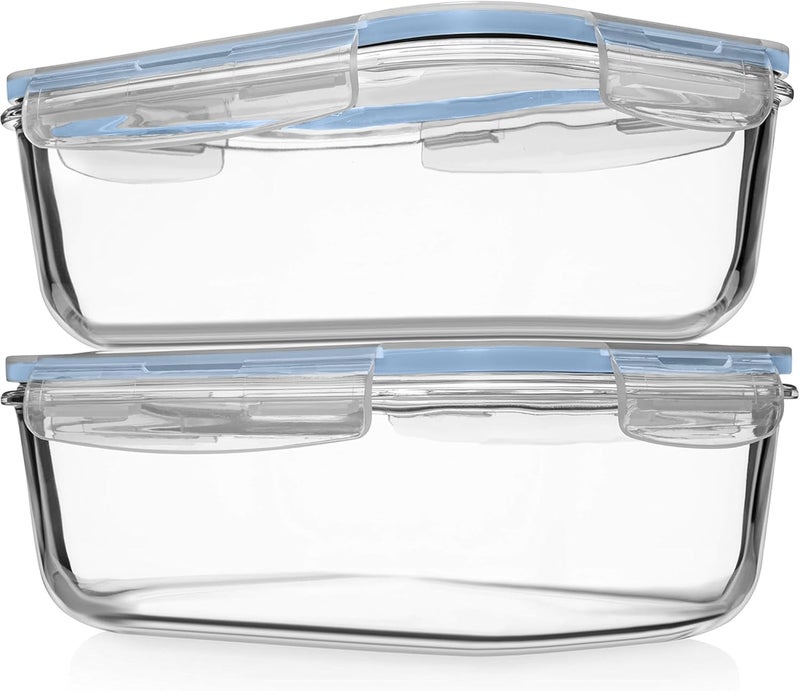 2 pack Large Glass Food Storage Containers with Lids - 1860ml / 63 Oz / 8 Cups - Image 1