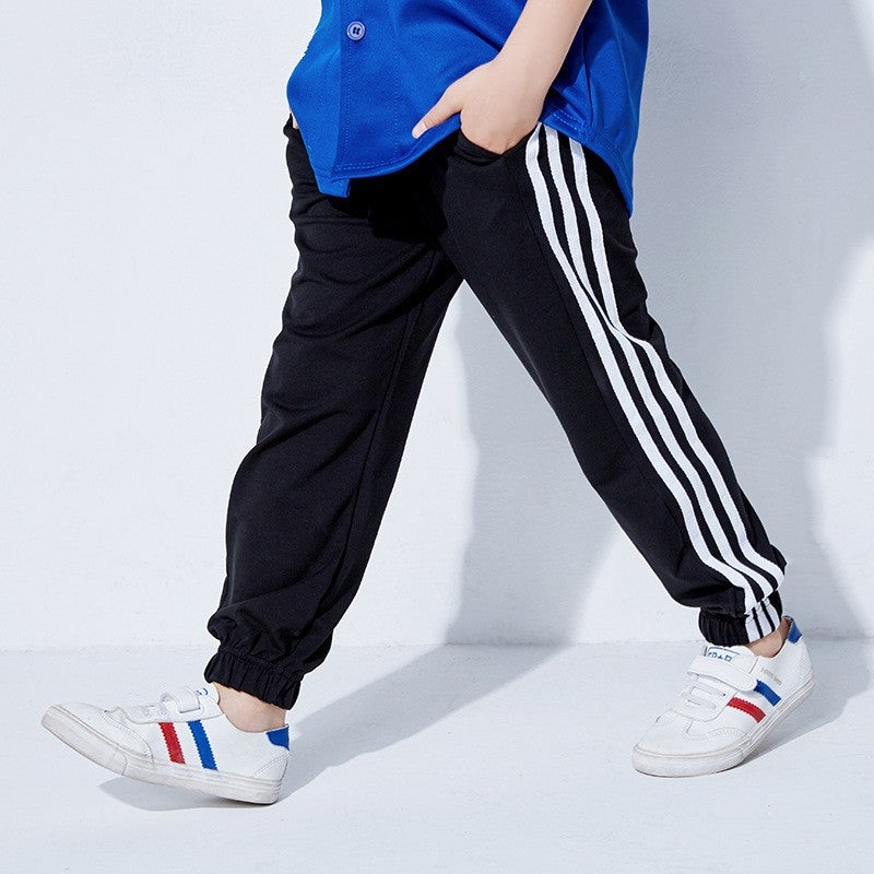 Childrens Spring and Autumn Sports Pants Camouflage Pants Jeans Street Dance Hip Hop Jazz Dance Casual Pants Personalized Pants Shorts Three-Pole Black Trousers