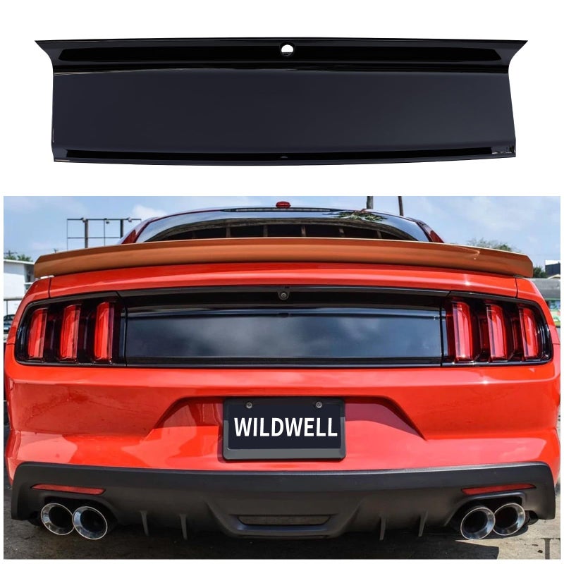 WildWell Trunk Decklid Panel for 20152023 Ford Mustang GT Rear Decklid Panel Trim Center Boot Cover Exterior Accessory Glossy Black