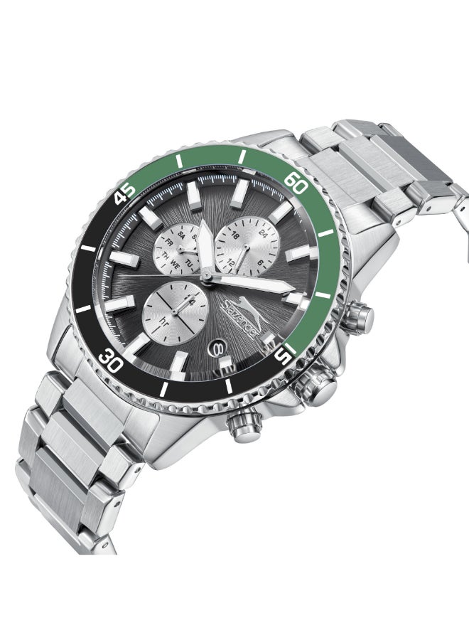 سلازنجر ساعة رجالية متعددة الوظائف بسوار معدني فضي - Image 2